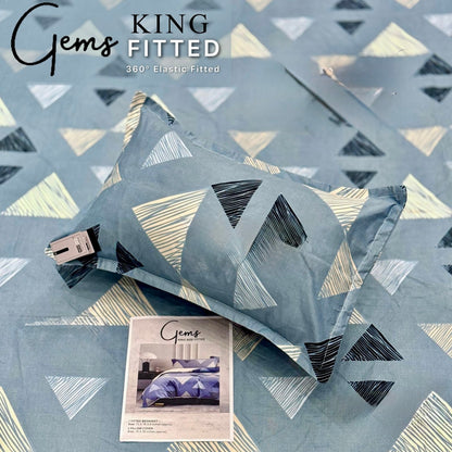 GEMS KING FITTED – 3PCS KING FITTED BEDSHEET SET (1+2)
