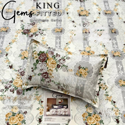 GEMS KING FITTED – 3PCS KING FITTED BEDSHEET SET (1+2)