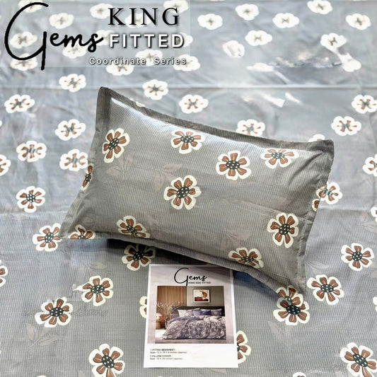 GEMS KING FITTED – 3PCS KING FITTED BEDSHEET SET (1+2)